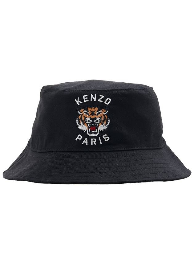 Lucky Tiger Embroidered Logo Cotton Bucket Hat Black - KENZO - BALAAN 4