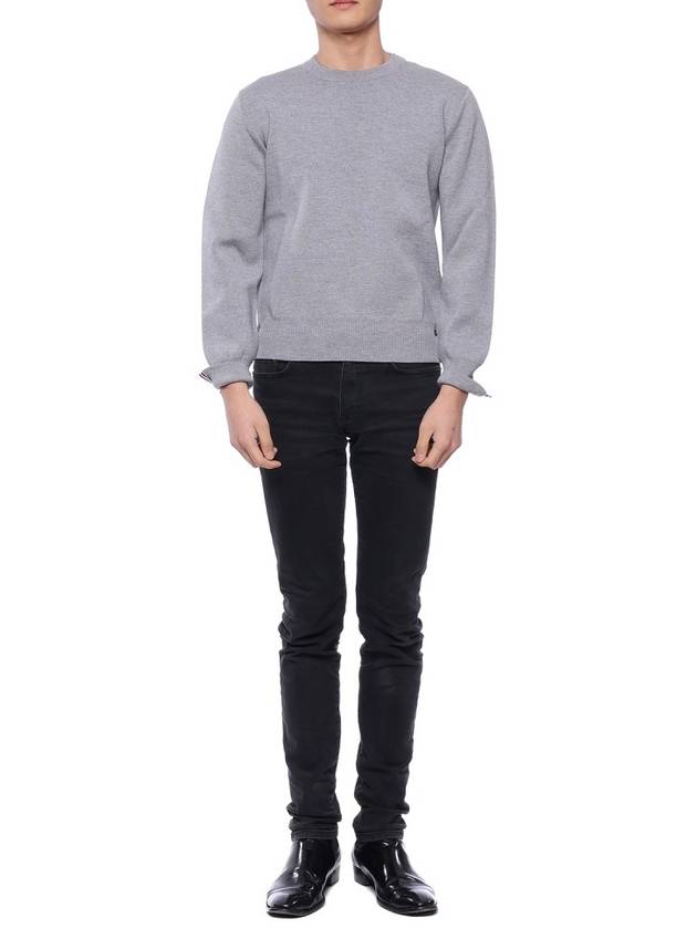 Center Back Striped Stitch Merino Wool Knit Top Grey - THOM BROWNE - BALAAN 4