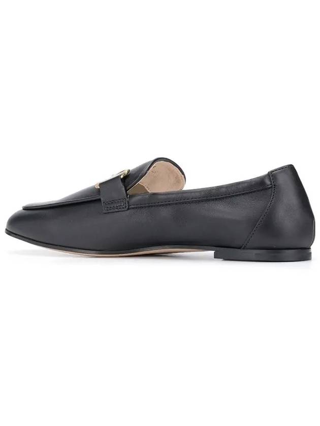 Women's Double T Leather Loafers Black - TOD'S - BALAAN 4