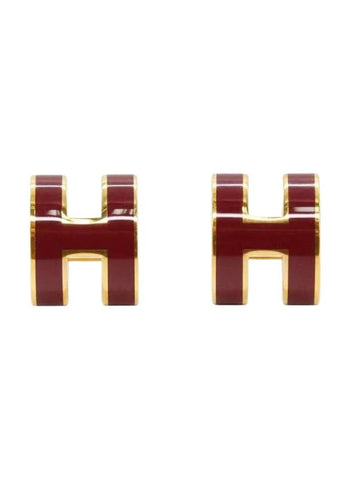 Mini Pop H Earrings Gold Hardware Rouge Rubys - HERMES - BALAAN 1