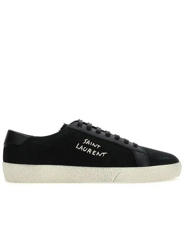 Court Classic SL06 Canvas Smooth Leather Low Top Sneakers Black - SAINT LAURENT - BALAAN 1