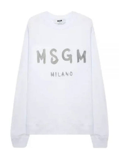 Milano Brushed Logo Cotton Sweatshirt White - MSGM - BALAAN 1