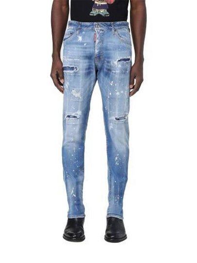 Paint Stretch Cotton Jeans Blue - DSQUARED2 - BALAAN 2