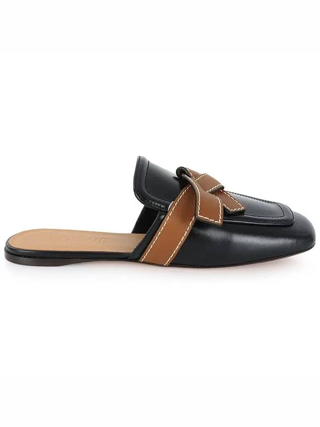 Gate Flat Leather Mule Black - LOEWE - BALAAN.