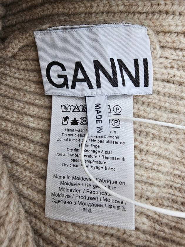 Women's Logo Wool Beanie Sand Beige - GANNI - BALAAN 7