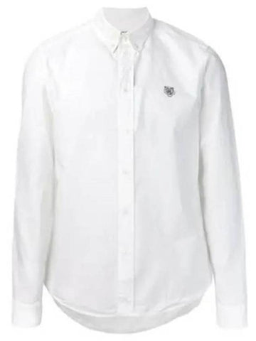 Tiger Logo Slim Fit Long Sleeve Shirt White - KENZO - BALAAN 1