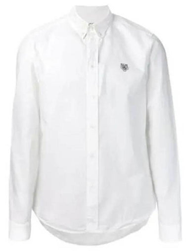 Tiger Logo Slim Fit Long Sleeve Shirt White - KENZO - BALAAN 1