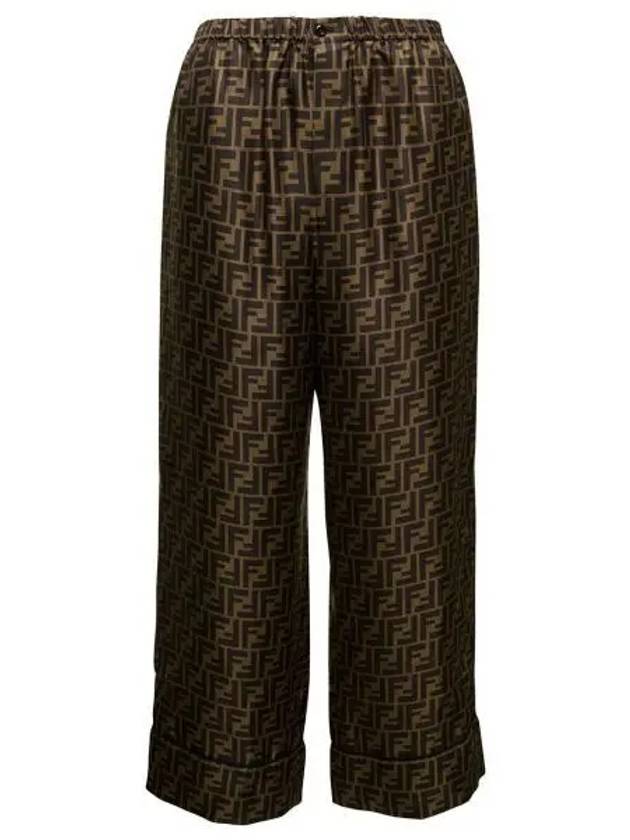 Twill Wide Pants Brown - FENDI - BALAAN 2