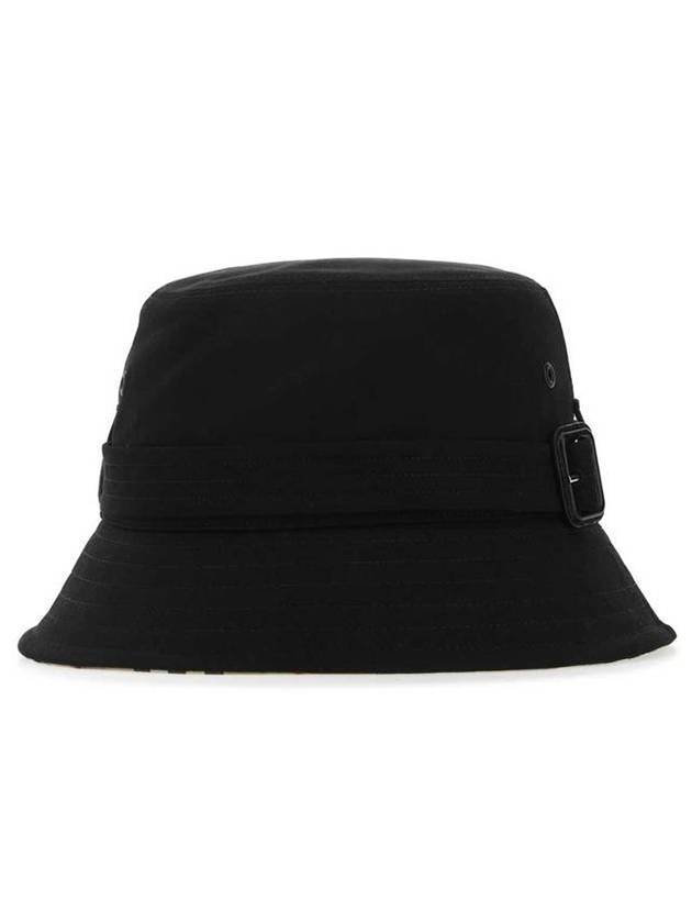 Buckle Detail Cotton Bucket Hat Black - BURBERRY - BALAAN 1