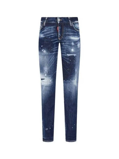 Women's Damaged Washed Skinny Jeans MEDIUM WAIST SKINNY Washed Indigo - DSQUARED2 - BALAAN 1