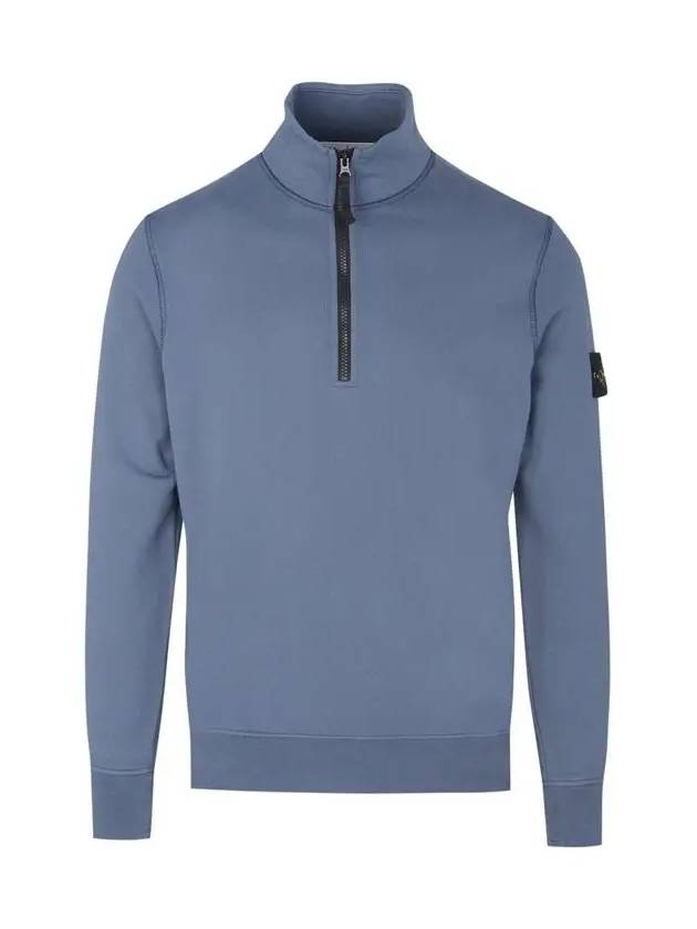 Wappen Patch Half Zip Up Sweatshirt Blue - STONE ISLAND - BALAAN 3