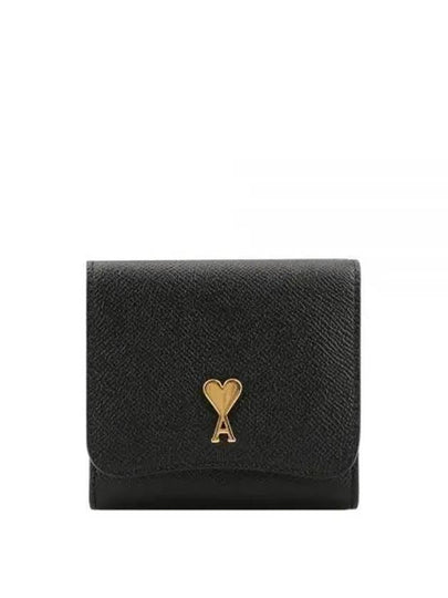 Metal Logo Compact Snap Half Wallet Gold Black - AMI - BALAAN 2