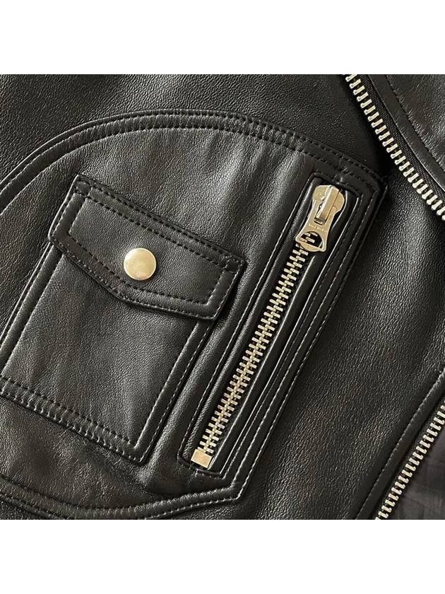 Boxy Zipper Leather Jacket Black - ACNE STUDIOS - BALAAN 5