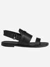 Giacomo Sandals Calfskin Brushed Black PVD Hardware Noir - HERMES - BALAAN 3