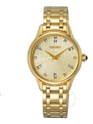 Seiko Discover More Quartz Diamond Gold Dial Ladies Watch SRZ552P1 - SEIKO - BALAAN 1