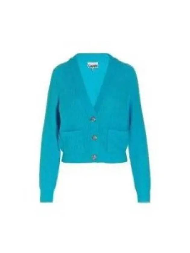 Jewel Button Soft Wool Cardigan Blue - GANNI - BALAAN 2