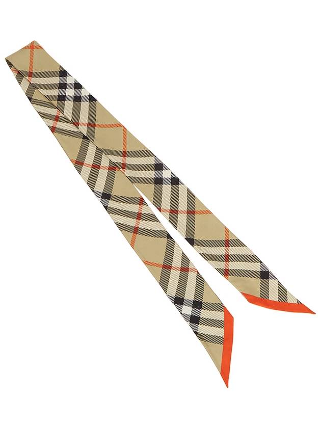 Check Red Hem Silk Scarf Beige - BURBERRY - BALAAN 3