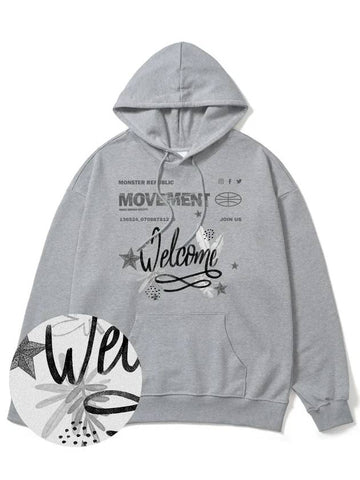 Welcome Grey Overfit Hoodie Grey - MONSTER REPUBLIC - BALAAN 1