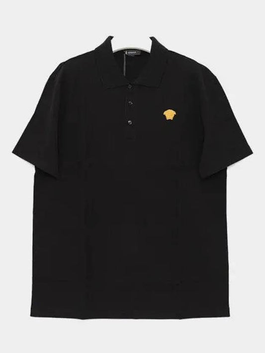 Embroidered Logo Polo Shirt Black - VERSACE - BALAAN 2