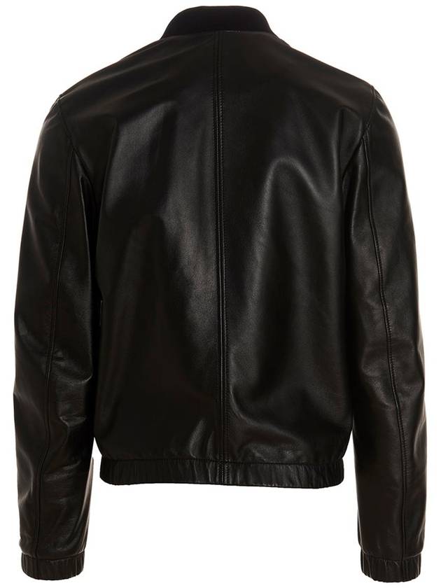 Men's Brand Tag Leather Jacket Black - DOLCE&GABBANA - BALAAN 3