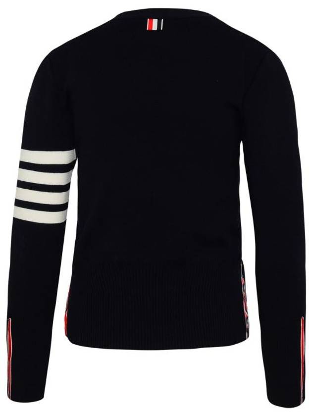 Cotton 4-Bar Milano Classic V-Neck Cardigan Navy - THOM BROWNE - BALAAN 4