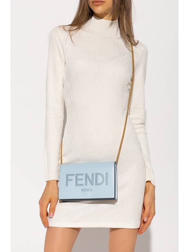 Logo Chain Small Long Wallet Light Blue - FENDI - BALAAN 3