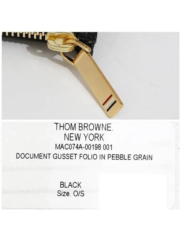 Three Stripes Tab Pebble Document Folio Clutch Bag Black - THOM BROWNE - BALAAN 6