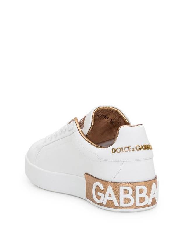 Metallic Logo Low Top Sneakers White - DOLCE&GABBANA - BALAAN 4