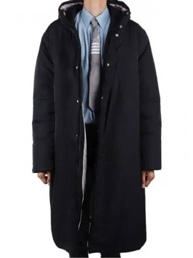 Poly Twill Tech Hooded Down Fill Duffle Coat Black - THOM BROWNE - BALAAN 2