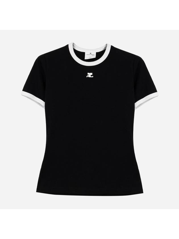 Contrast Signature Short Sleeve T-Shirt Black - COURREGES - BALAAN 2