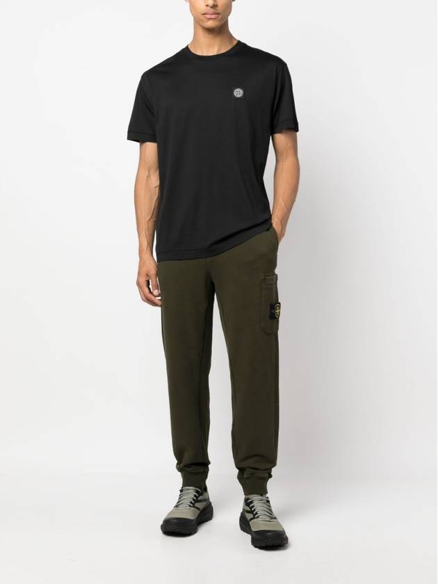 Logo Patch Short Sleeves T-Shirt Black - STONE ISLAND - BALAAN 3