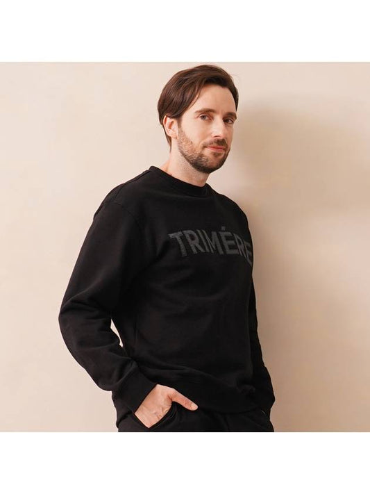 Applique sweatshirt UNISEX BLACK - TRIMERE - BALAAN 1