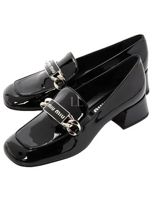 Women's Logo Patent Leather Pumps Black - MIU MIU - BALAAN 2