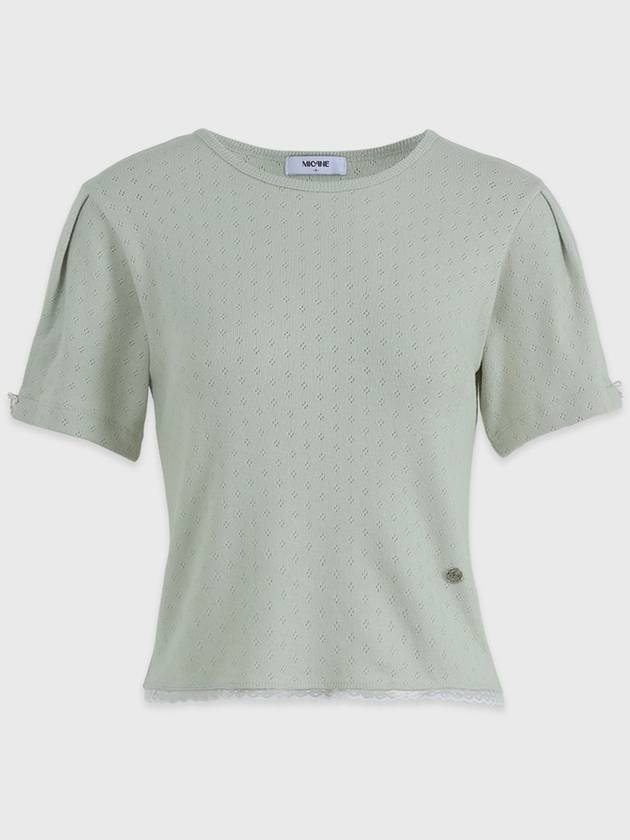 Creamy punching lace short sleeve t shirt - MICANE - BALAAN 8