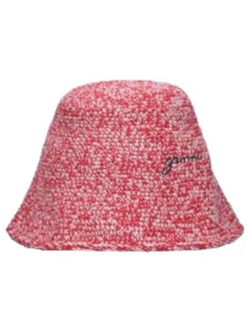 Logo Crochet Bucket Hat Red - GANNI - BALAAN 1