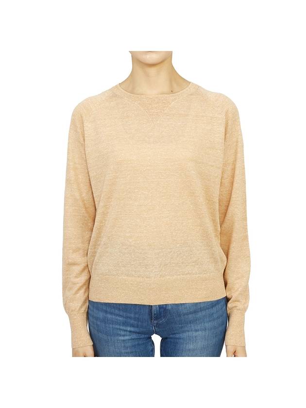 Women's Crew Neck Wool Knit Top Beige - VANESSA BRUNO - BALAAN 1