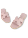 Oran Leather Sandals Rose Porcelaine - HERMES - BALAAN 2