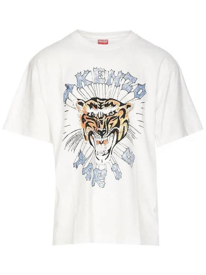 Tiger Logo Printed Cotton Short Sleeve T-Shirt White - KENZO - BALAAN 2