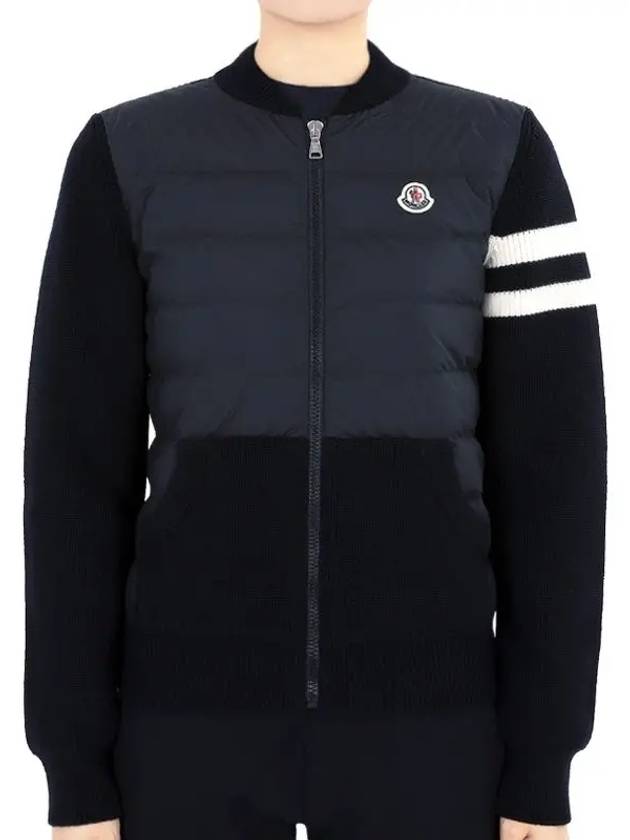 Kids logo patch knit padding mix jacket navy 9B00001 M1131 742 12 14A adult wearable - MONCLER - BALAAN 1