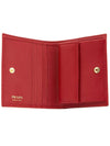 women's gold triangle logo saffiano bifold wallet red - PRADA - BALAAN.