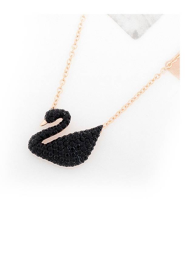 Swan Pendant Necklace Black - SWAROVSKI - BALAAN.
