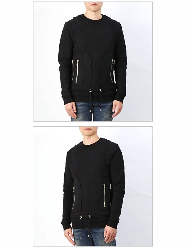 Double Zipper Biker Sweatshirt Black - BALMAIN - BALAAN 3