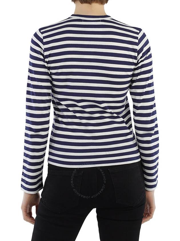 Red Heart Wappen Stripe Long Sleeve T-Shirt White Navy - COMME DES GARCONS - BALAAN 4