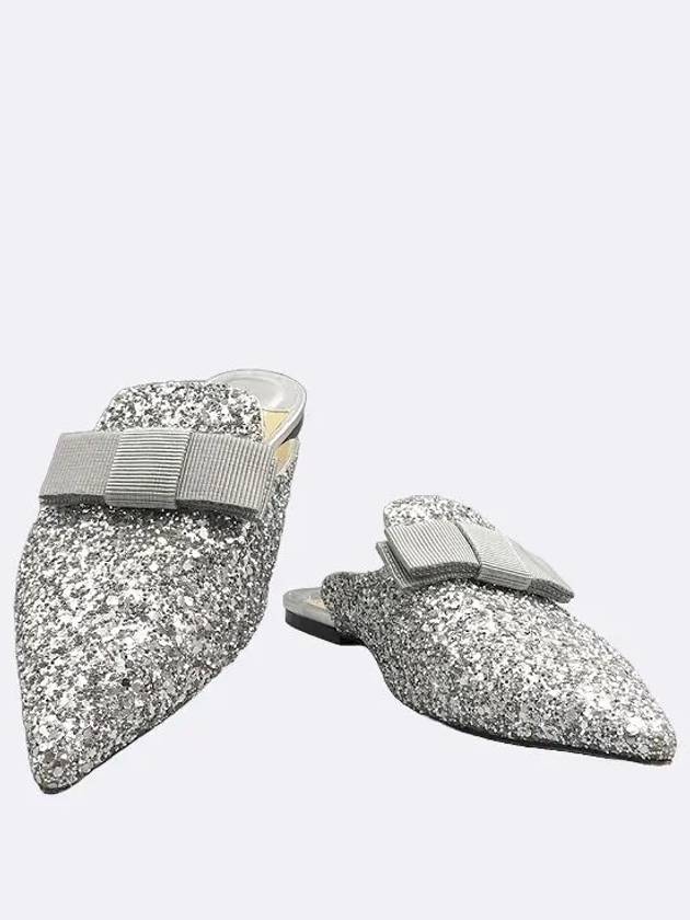 Silver Glitter Galaxy Ribbon Flat Mule Bloafers - JIMMY CHOO - BALAAN 1