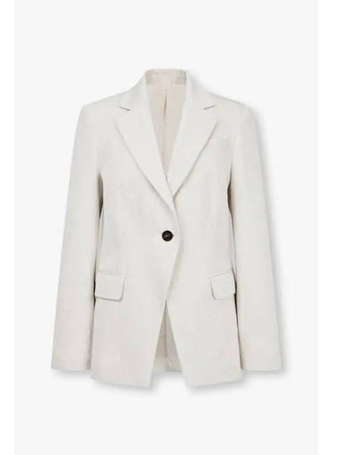 Women s Linen Cotton Twill Single Jacket Ecru - BRUNELLO CUCINELLI - BALAAN 1