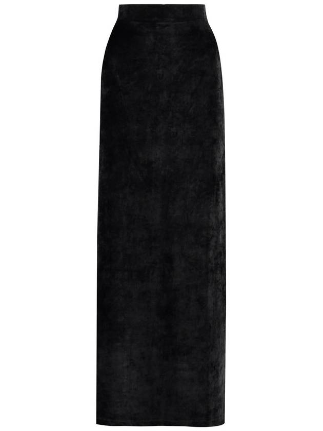 Velvet Effect High Waisted H-Line Skirt Black - BALENCIAGA - BALAAN 2