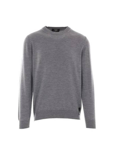 Crew Neck Wool Sweatshirt Grey - FENDI - BALAAN 1