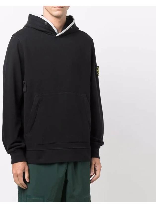 Wappen Patch Cotton Hoodie Black - STONE ISLAND - BALAAN 5