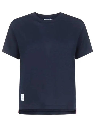 Logo Patch Lightweight Jersey Relaxed Fit Short Sleeve T-Shirt Navy - THOM BROWNE - BALAAN 2