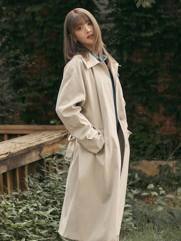 Minnie wearing ANC SINGLE TRENCH COAT BEIGE - ANOETIC - BALAAN 3